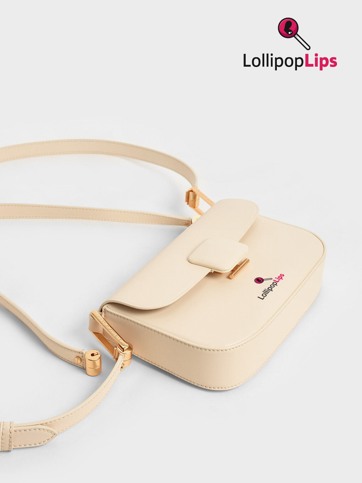 LOLLIPOPLIPS™- Koa Square Push-Lock Shoulder Bag - Beige